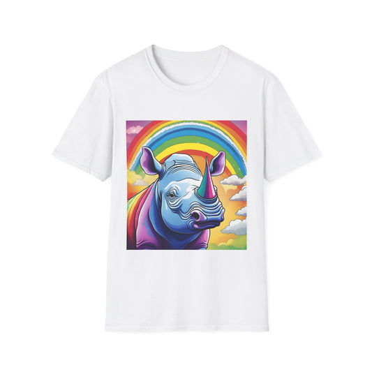 Rainbow Rhino Rampage – Surreal Safari T Shirt