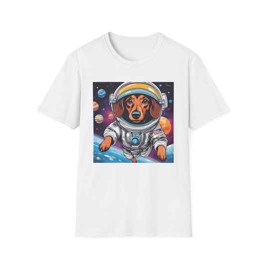 Astronaut Dog Unisex Softstyle T Shirt - Playful Cosmic Pet Tee
