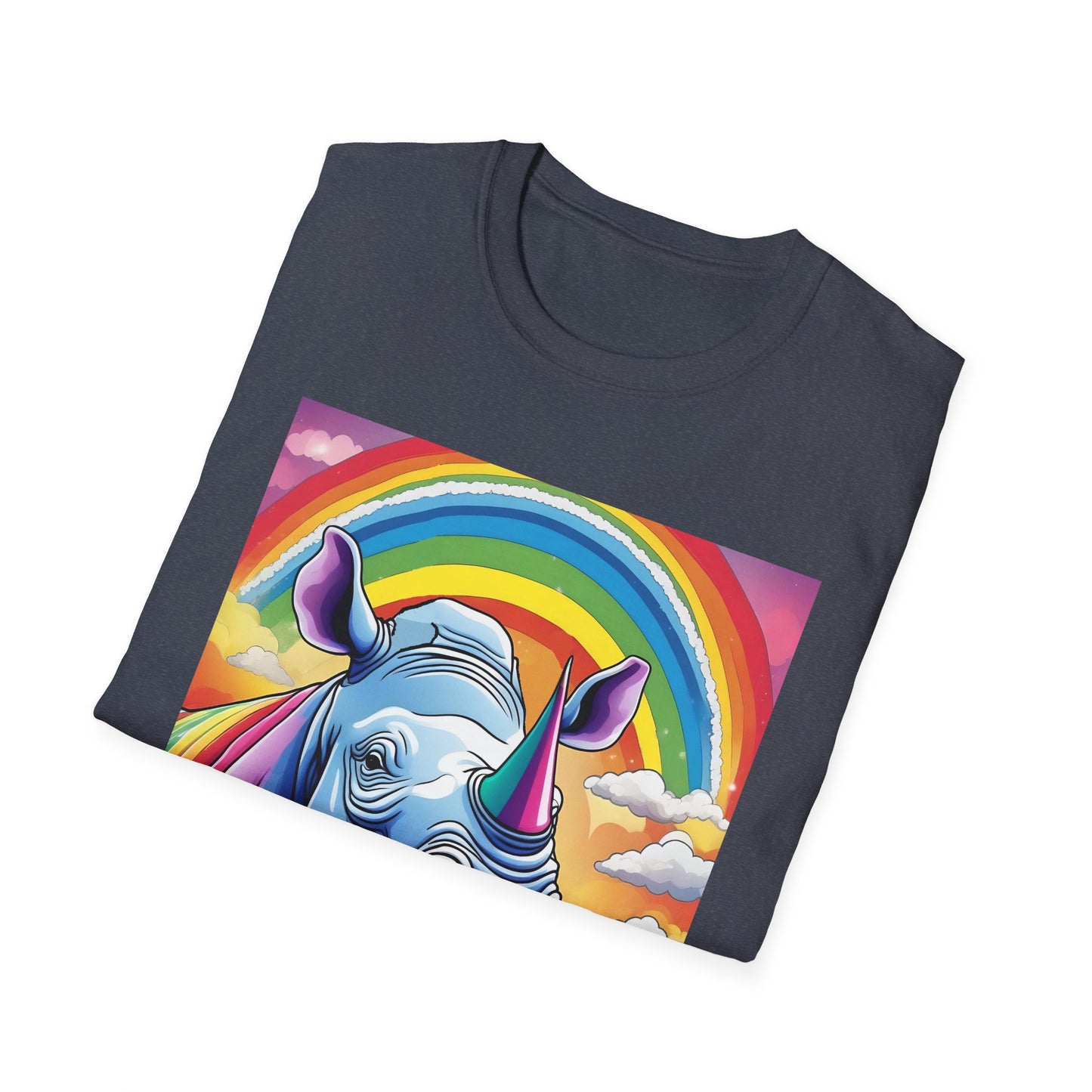Rainbow Rhino Rampage – Surreal Safari T Shirt