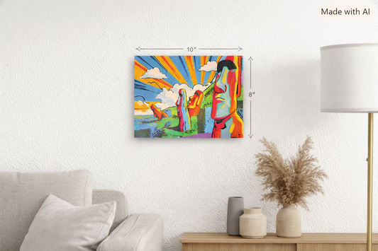 Watchers of Easter Island — Vibrant Limited Edition Print 10"x8"