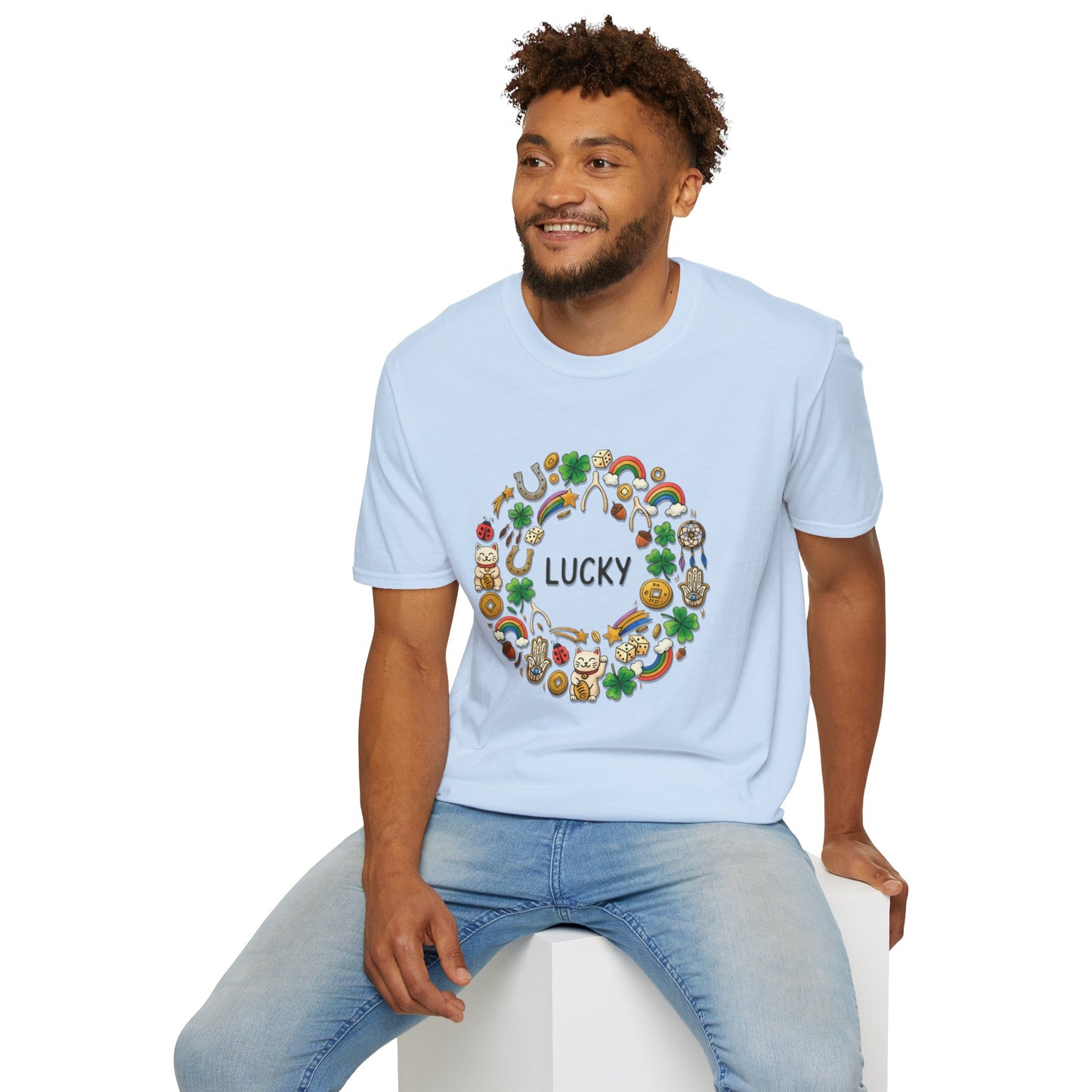 Lucky Shamrock & Rainbow T-Shirt — St. Patrick’s Day Good Luck Tee