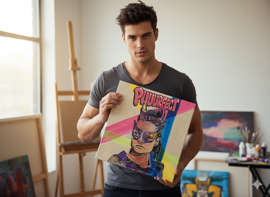 Original Pop Graffiti Art Eartha Kitt Fierce Feline Queen Pop Art 14" x 14" Square