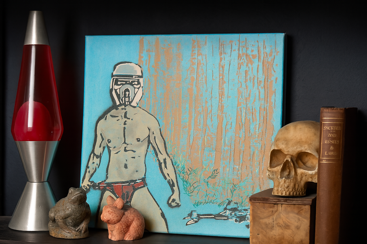 Original Pop Graffiti Galactic Beefcake Wall Art – Campy Scout Trooper 12" x 12" square.