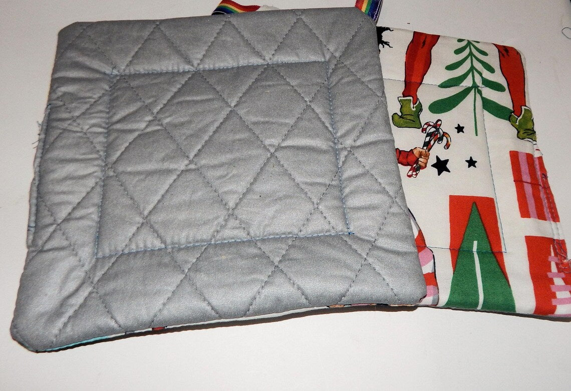 Holiday Hunks Pot Holder – Campy Christmas Kitchen Couture! Set of 2 Insulated Christmas Gifts Great Stocking Stuffer