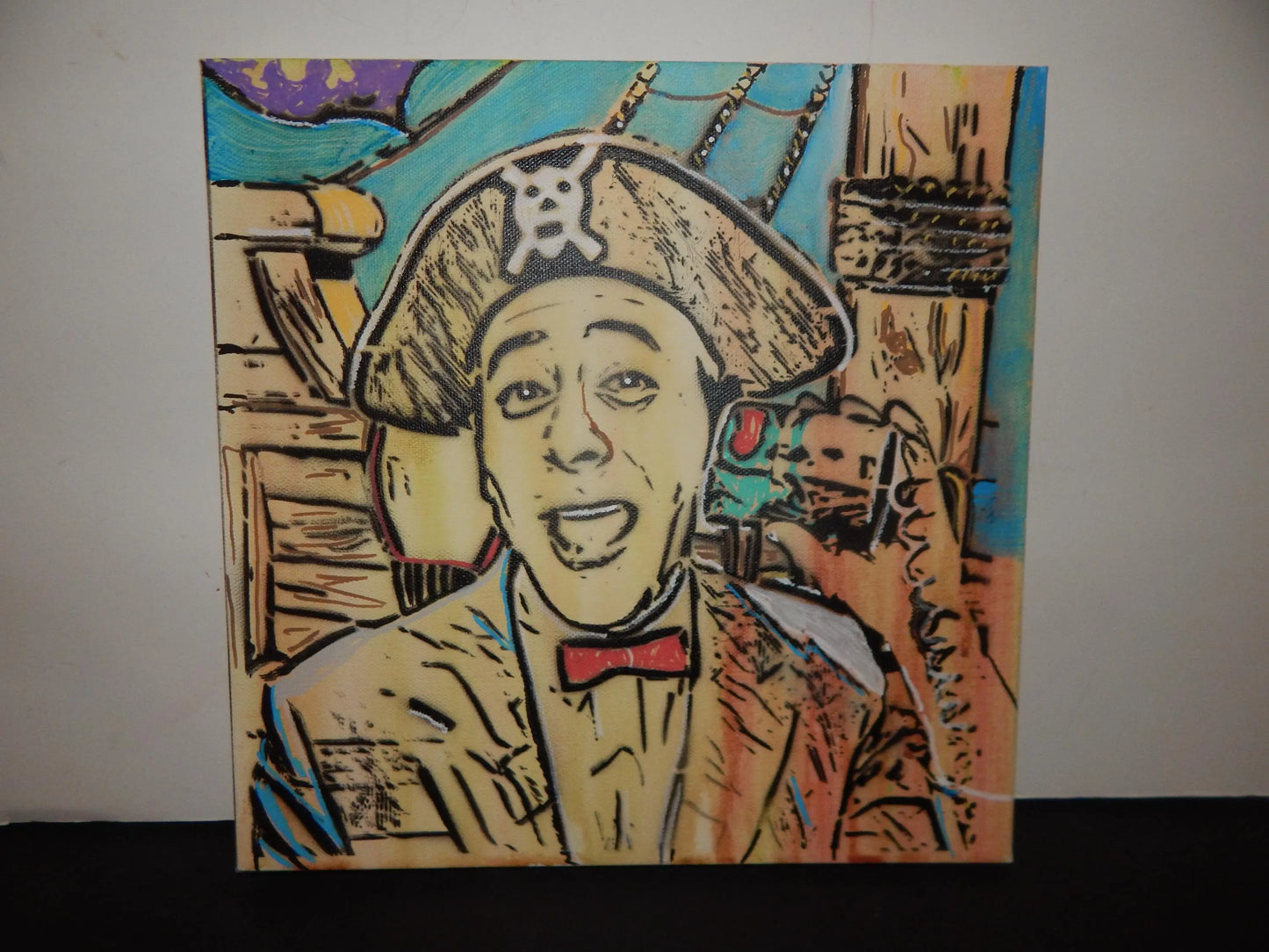 Original Pop Graffiti Pee-Wee on a Can Phone Pop Art 14" x 14" Square from Lucky Studios