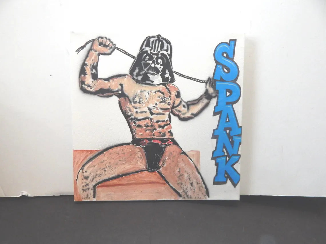 SPANK ME, Sith Daddy – Original 12x12 Pop Art Painting – Retro Space Drama Meets Comic Book Chaos