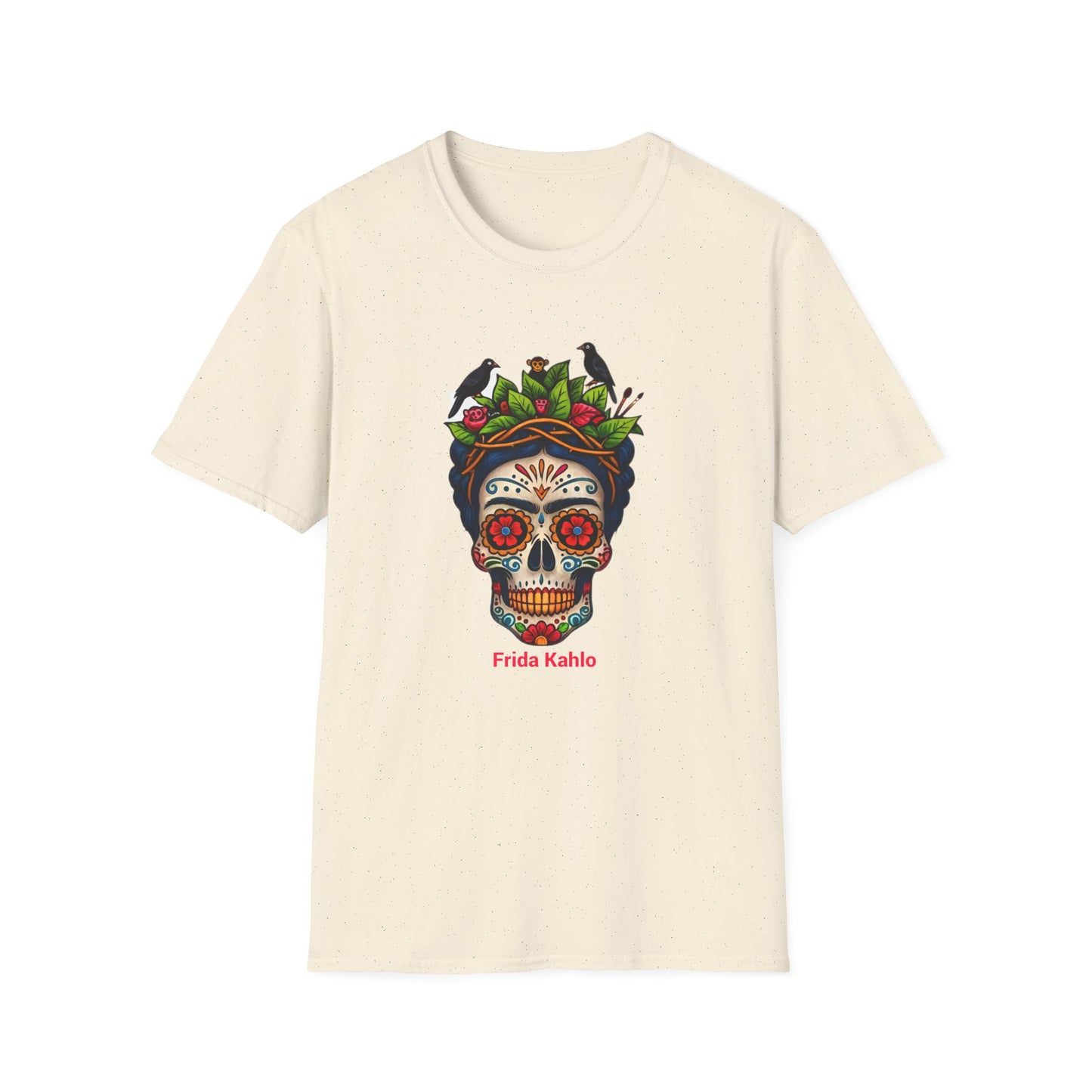 Frida Kahlo Sugar Skull T Shirt — Día de los Muertos Floral Art Tee
