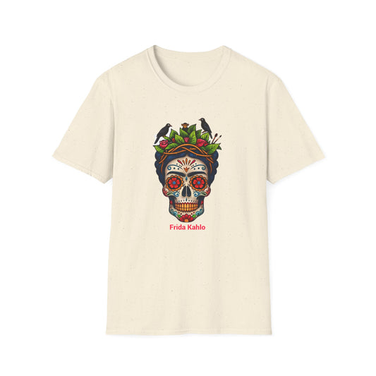 Frida Kahlo Sugar Skull T Shirt — Día de los Muertos Floral Art Tee