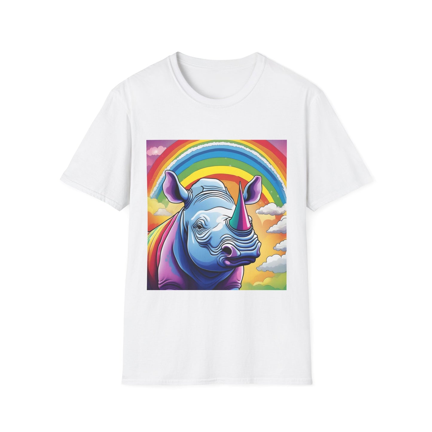 Rainbow Rhino Rampage – Surreal Safari T Shirt