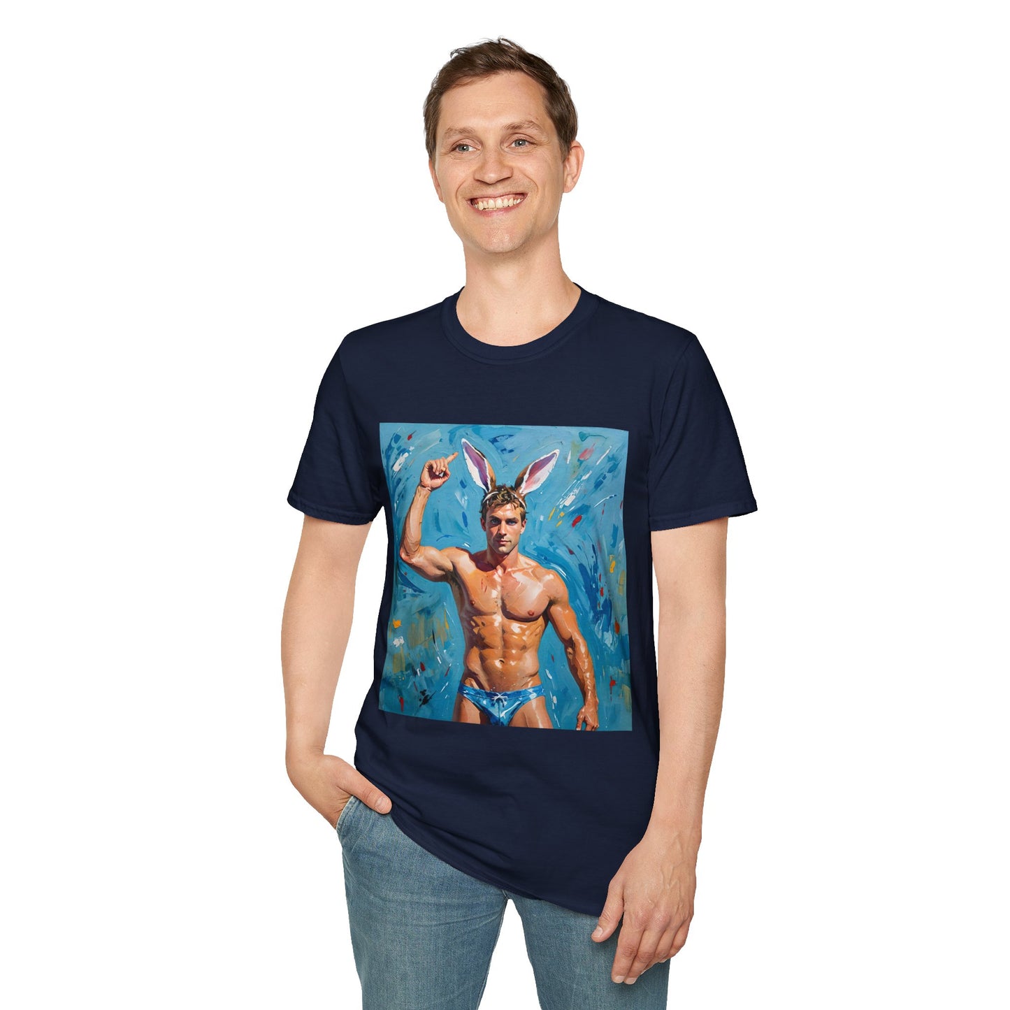 "Bunny Buff Muscle Icon"  - Unisex Softstyle T Shirt