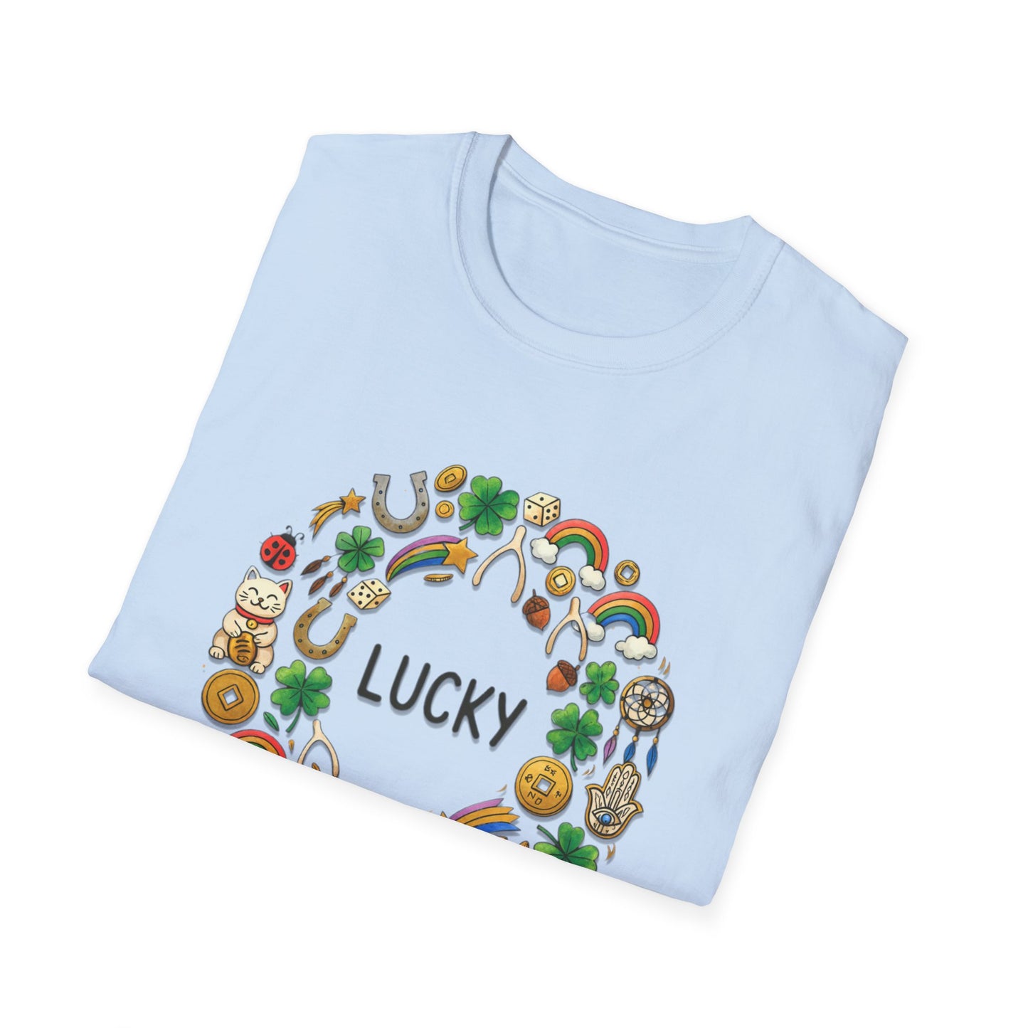 Lucky Shamrock & Rainbow T-Shirt — St. Patrick’s Day Good Luck Tee