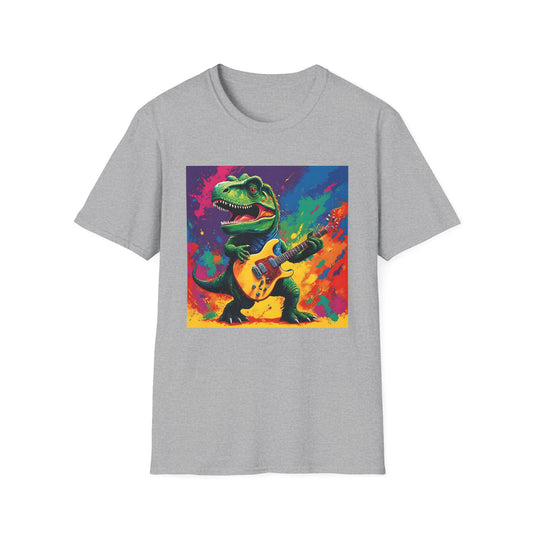 "Jurassic Jam T-Shirt: T. Rex Shreds in Full Color Fury" Unisex Softstyle T Shirt