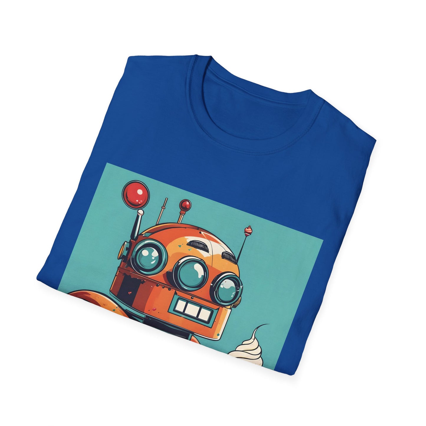 Retro Robot with Ice Cream T Shirt – Sweet Tech Nostalgia