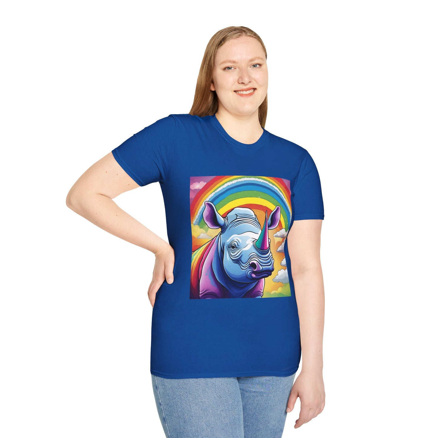 Rainbow Rhino Rampage – Surreal Safari T Shirt