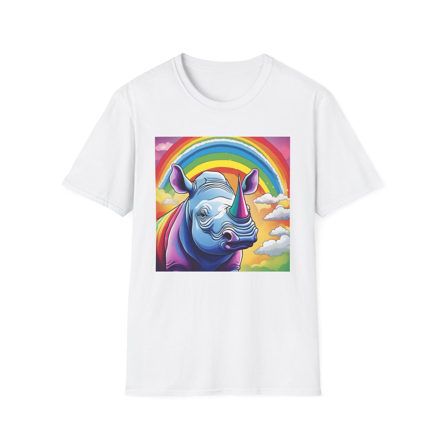Rainbow Rhino Rampage – Surreal Safari T Shirt