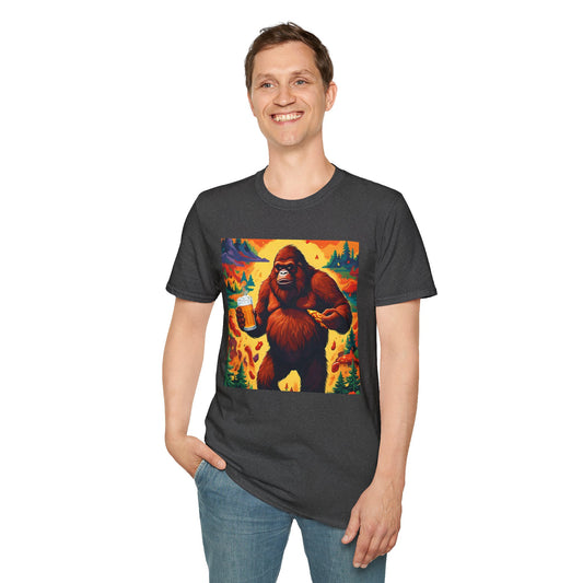Sasquatch Snack T Shirt: Beer, Pizza, and Forest Fire Realness
