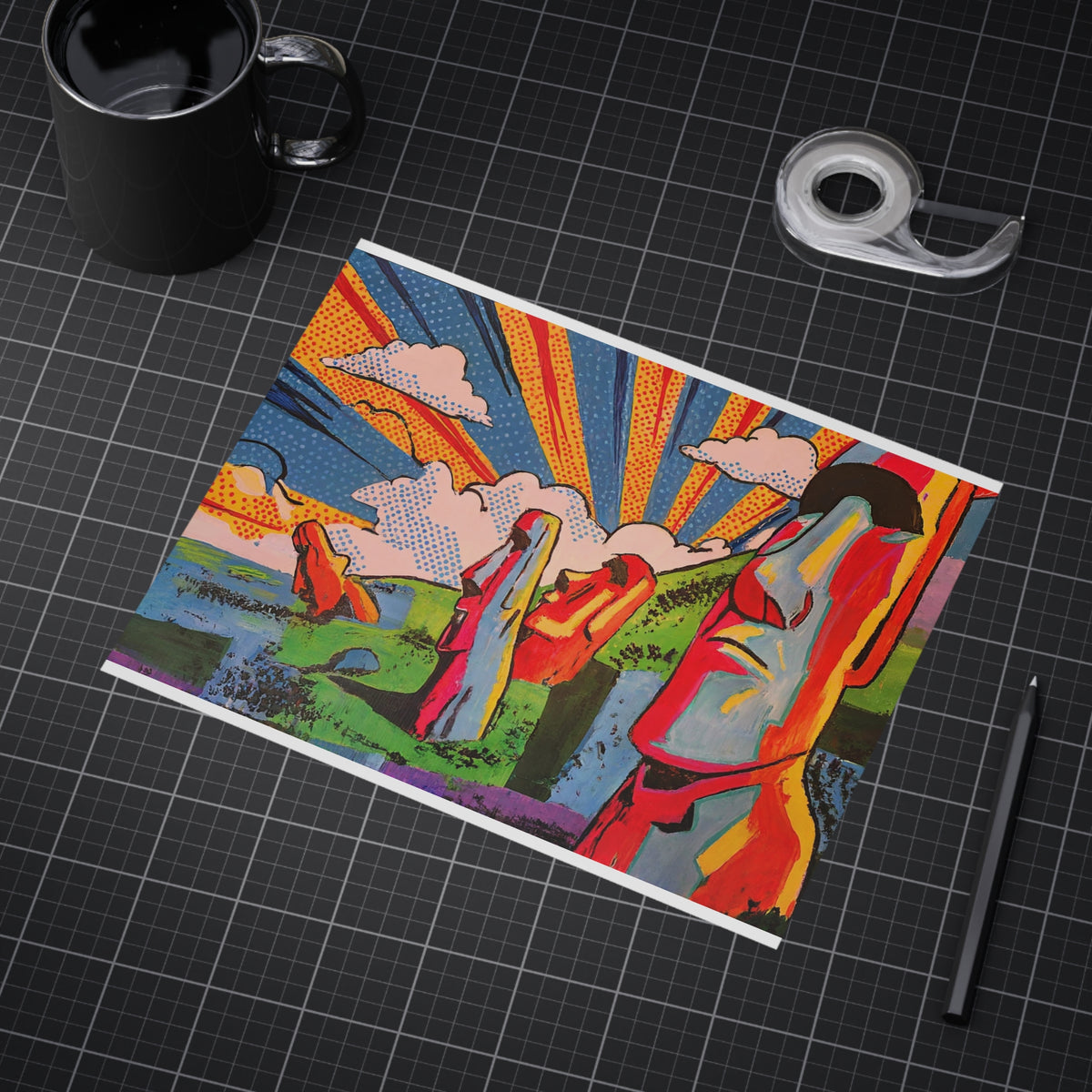 Watchers of Easter Island — Vibrant Limited Edition Print 10"x8"