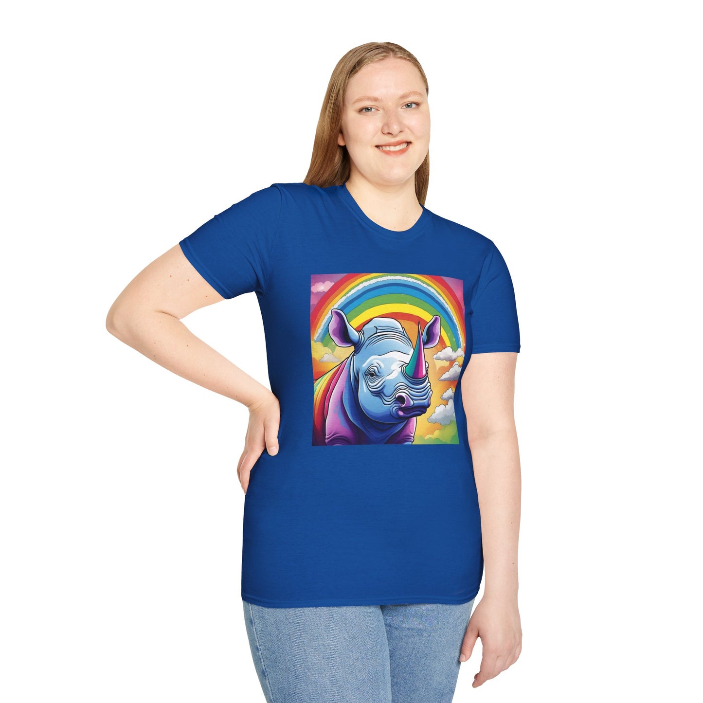 Rainbow Rhino Rampage – Surreal Safari T Shirt