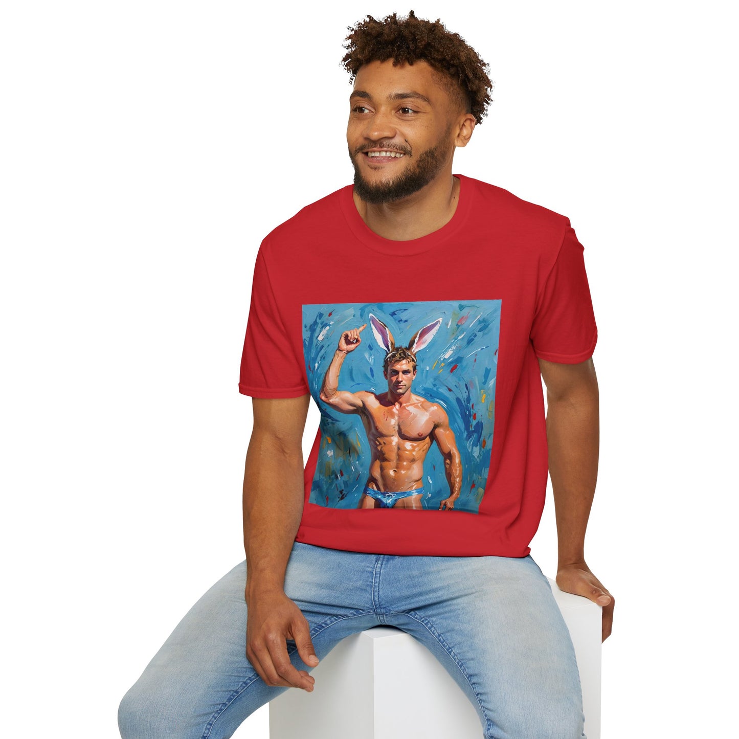 "Bunny Buff Muscle Icon"  - Unisex Softstyle T Shirt