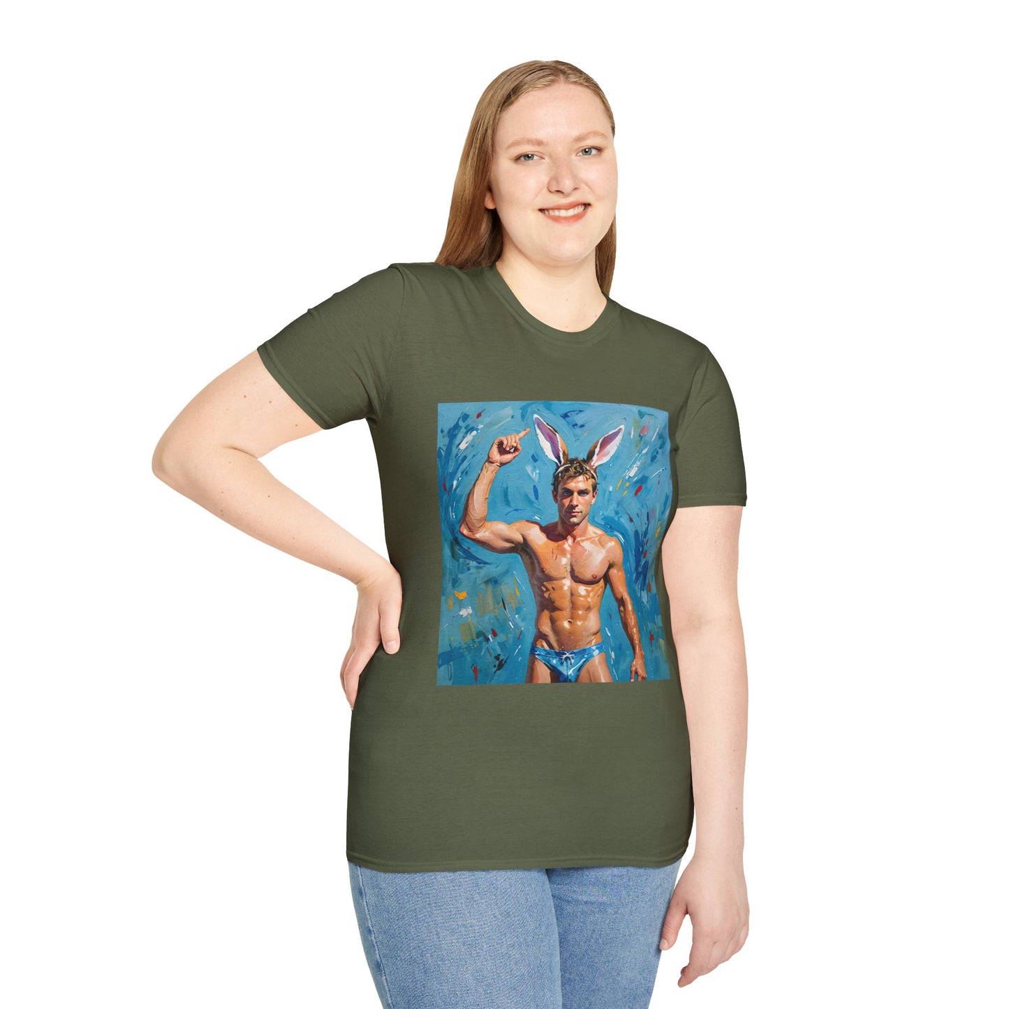 "Bunny Buff Muscle Icon"  - Unisex Softstyle T Shirt