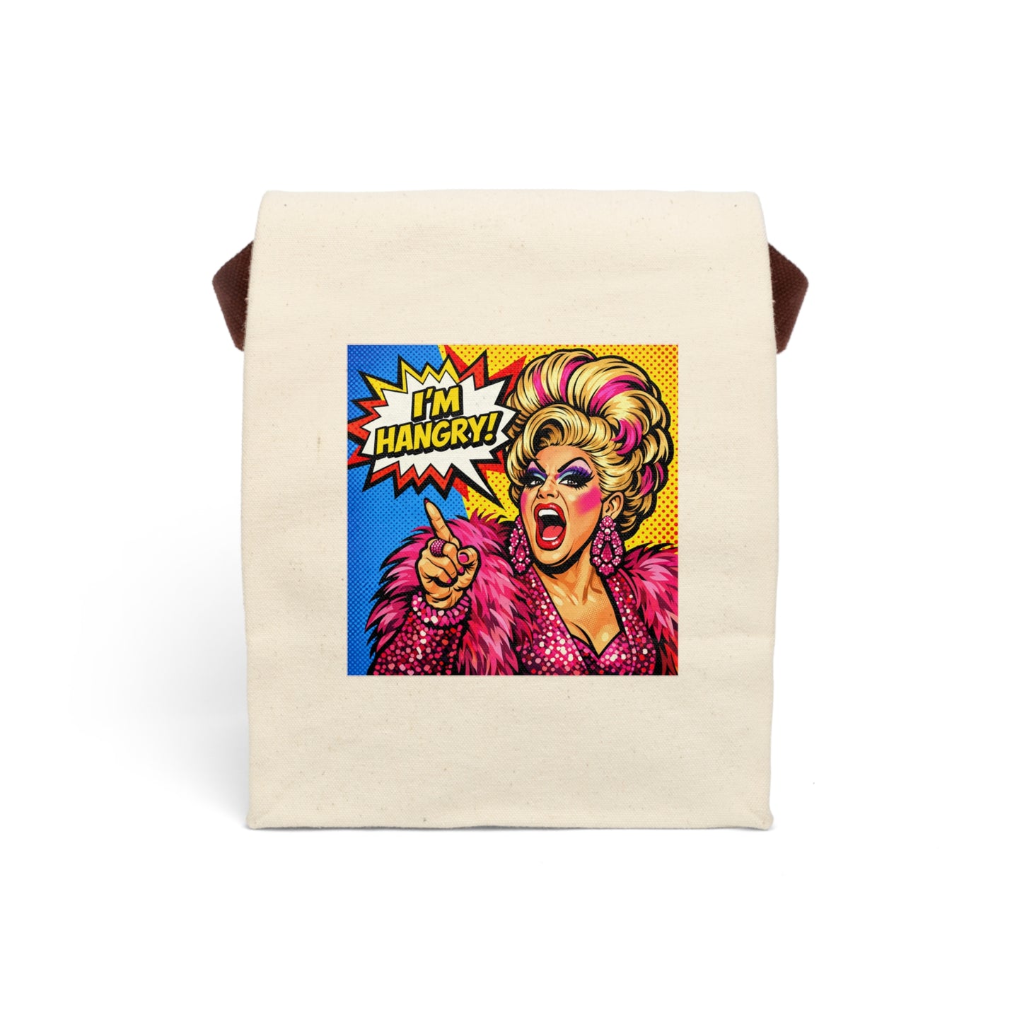 Canvas Lunch Bag — Pop Art Drag 'I'm Hangry!' Insulated Tote