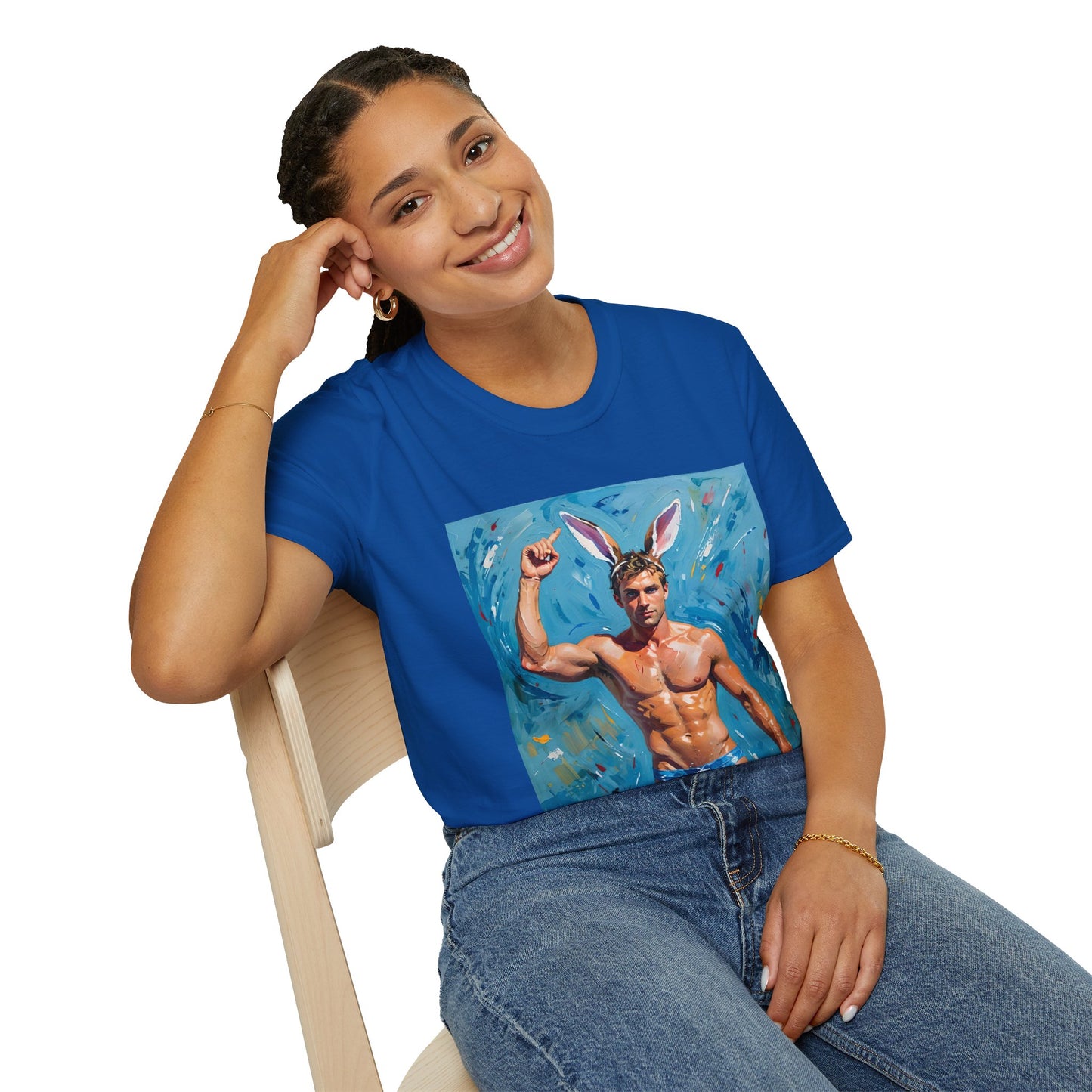 "Bunny Buff Muscle Icon"  - Unisex Softstyle T Shirt