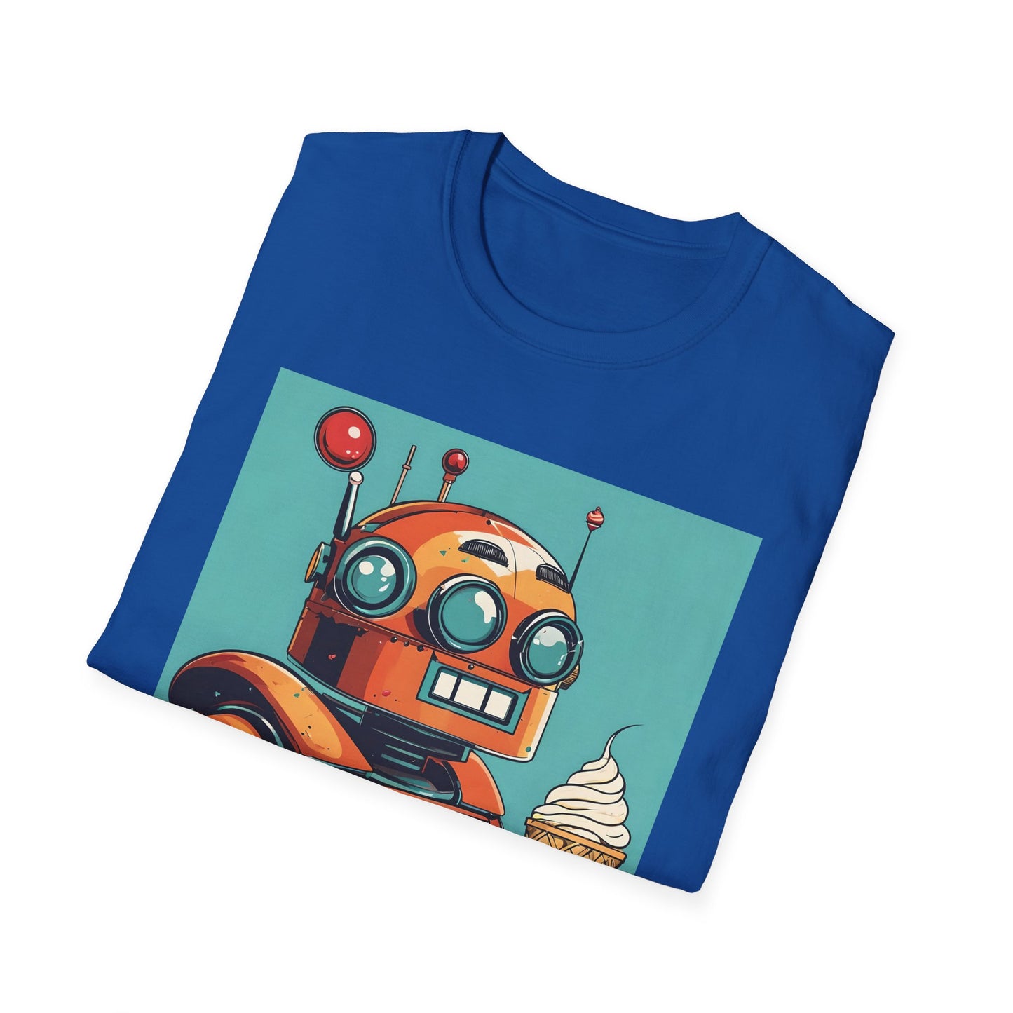 Retro Robot with Ice Cream T Shirt – Sweet Tech Nostalgia