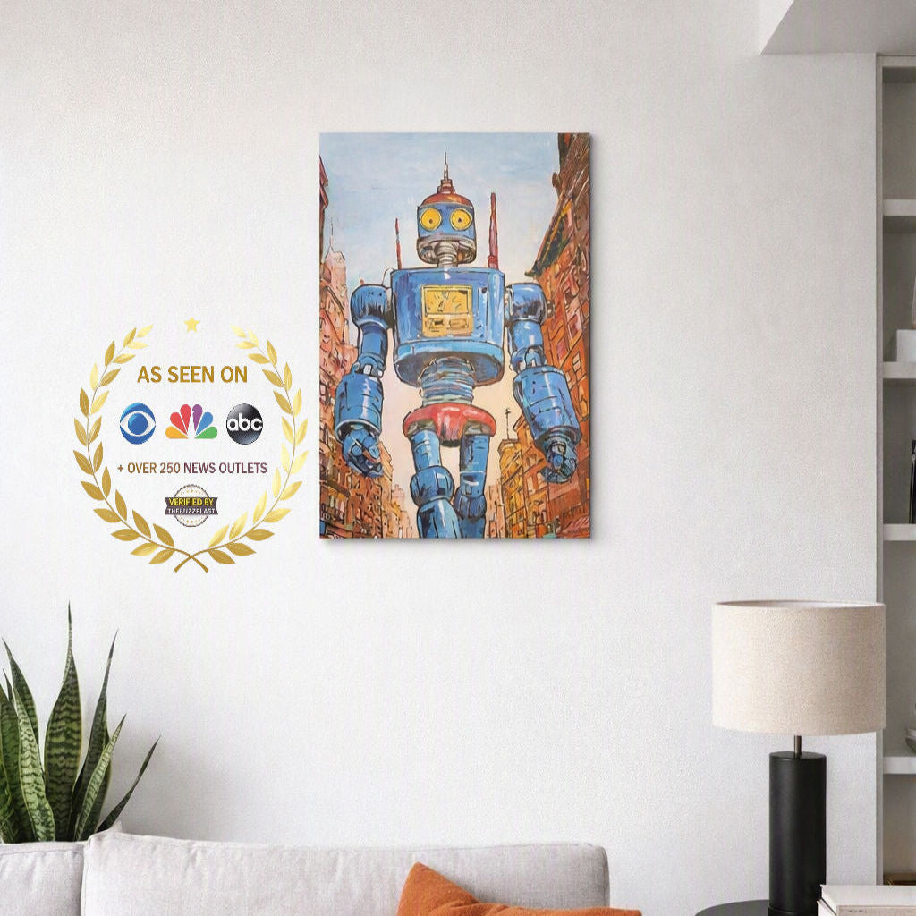Retro robot cityscape