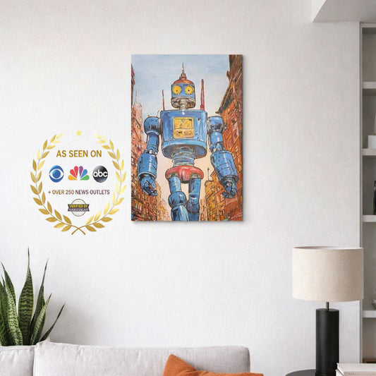 Retro robot cityscape