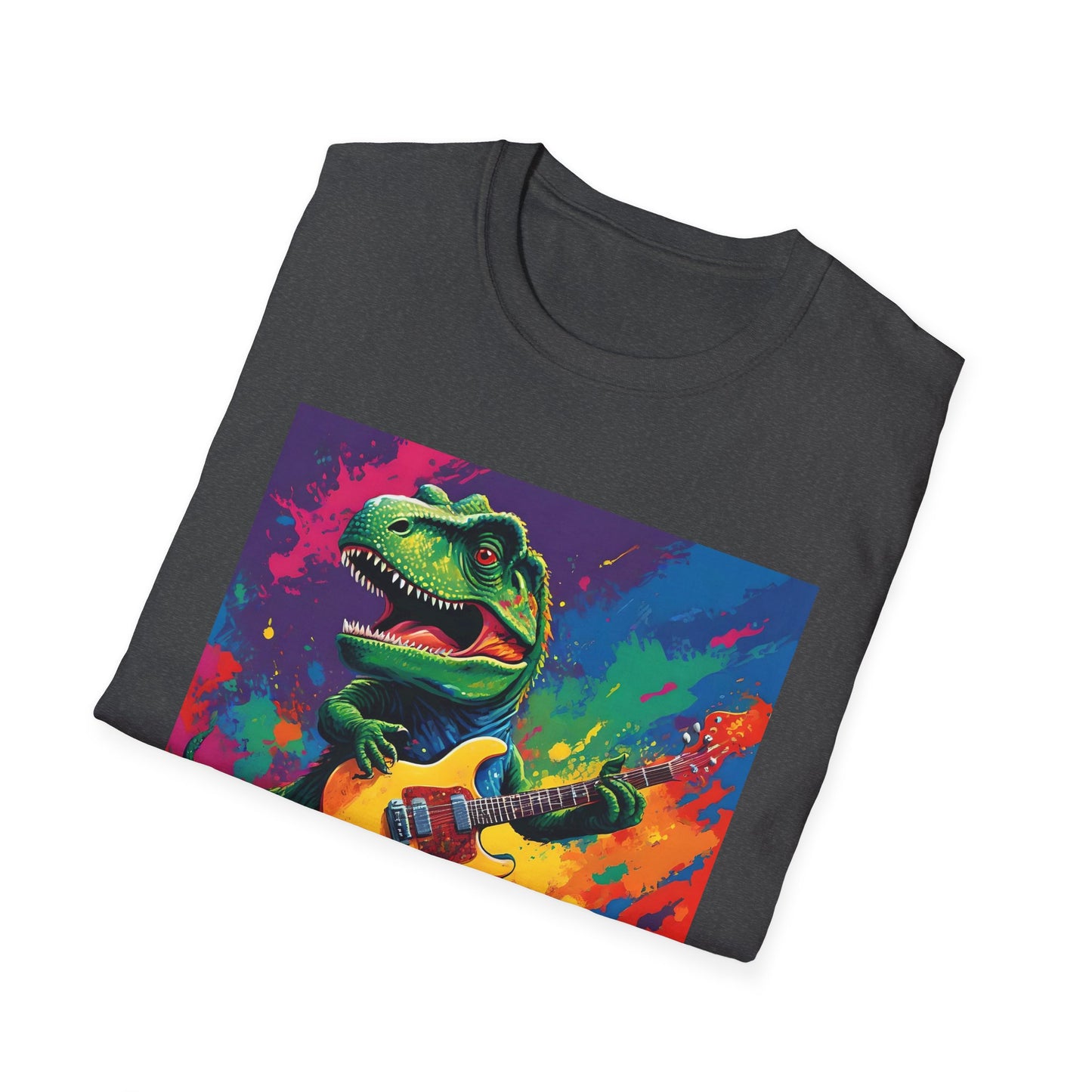 "Jurassic Jam T-Shirt: T. Rex Shreds in Full Color Fury" Unisex Softstyle T Shirt