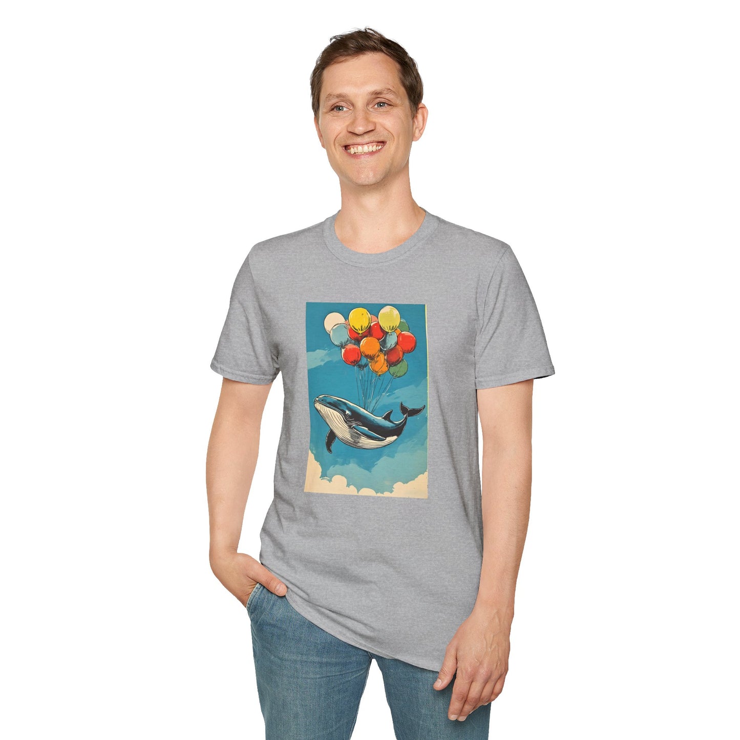 Skybound Leviathan – Surreal Whale Balloon T Shirt