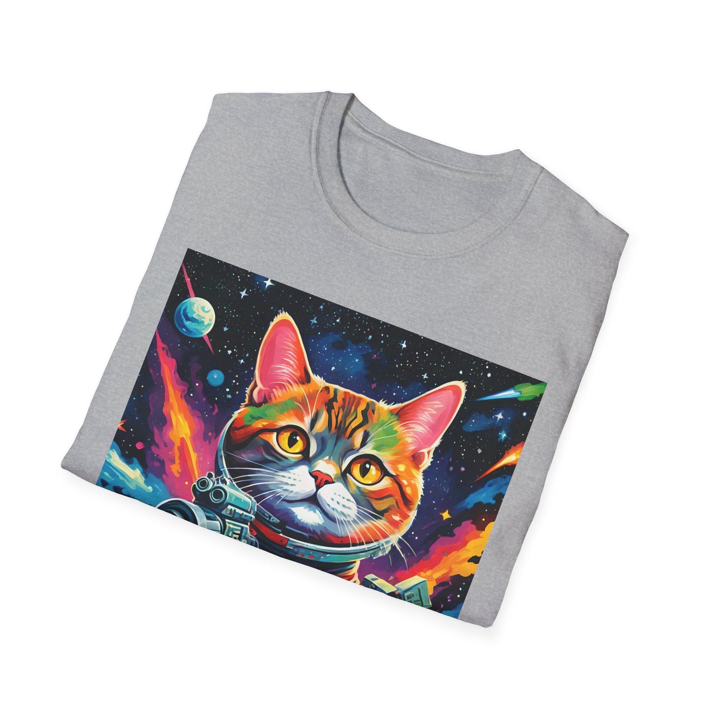 "Laser Catstronaut T Shirt: Galactic Glam Meets Feline Firepower"