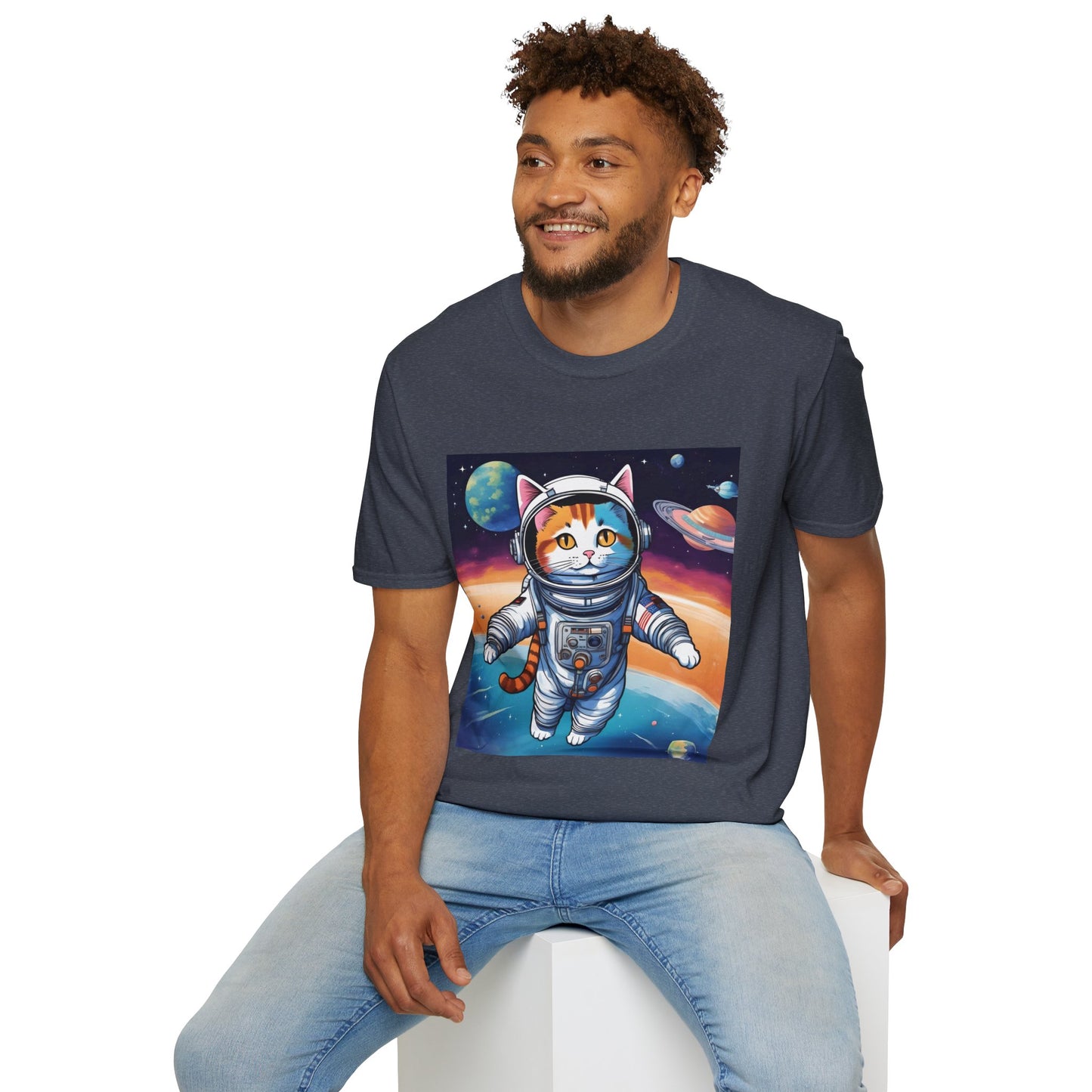 "Galactic Catstronaut: Cosmic Couture for the Campy Explorer" Unisex Softstyle T Shirt