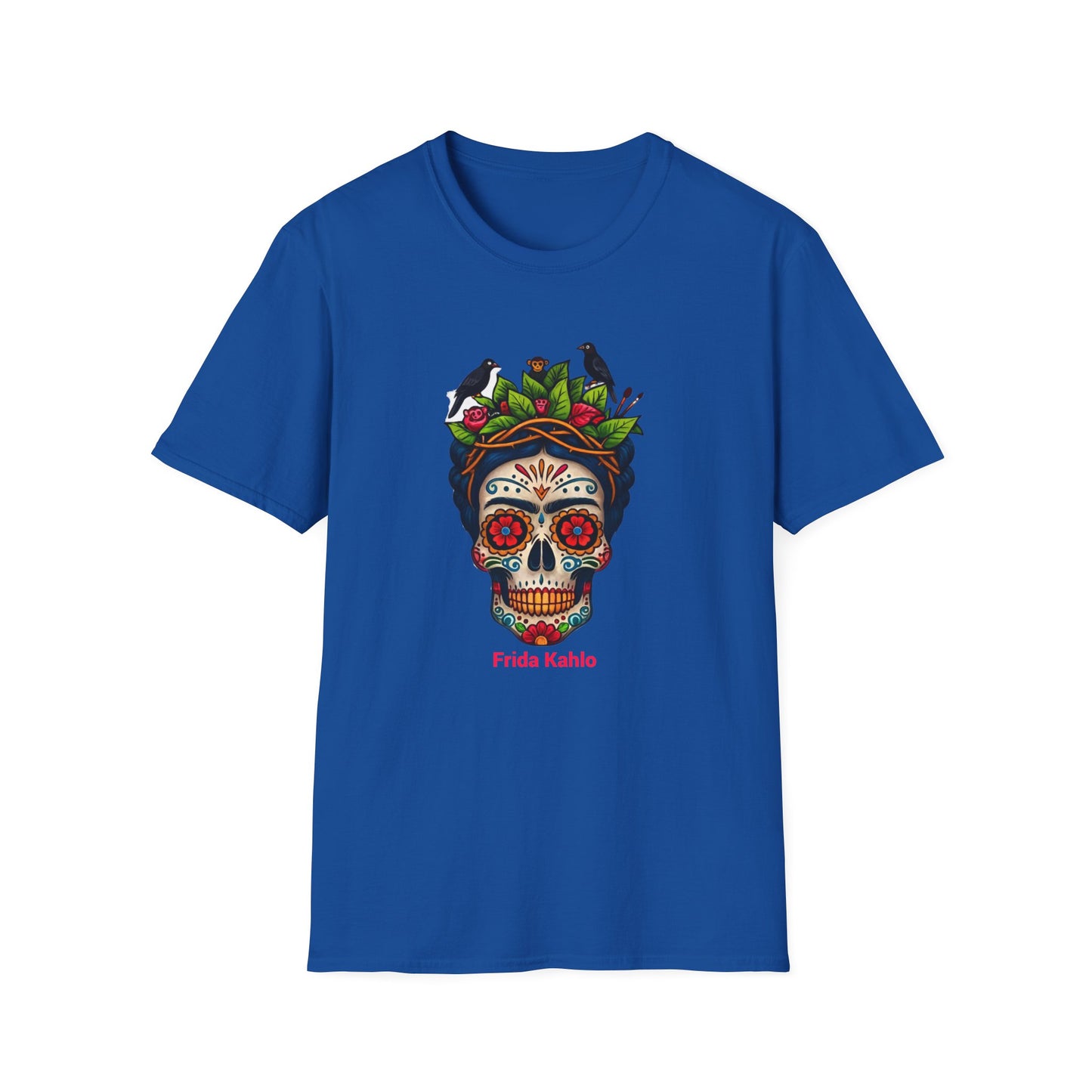 Frida Kahlo Sugar Skull T Shirt — Día de los Muertos Floral Art Tee