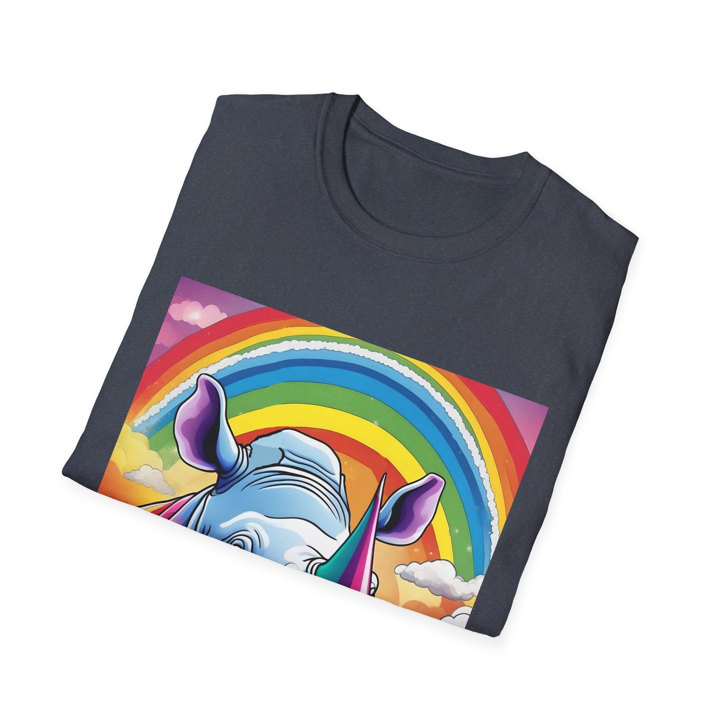Rainbow Rhino Rampage – Surreal Safari T Shirt