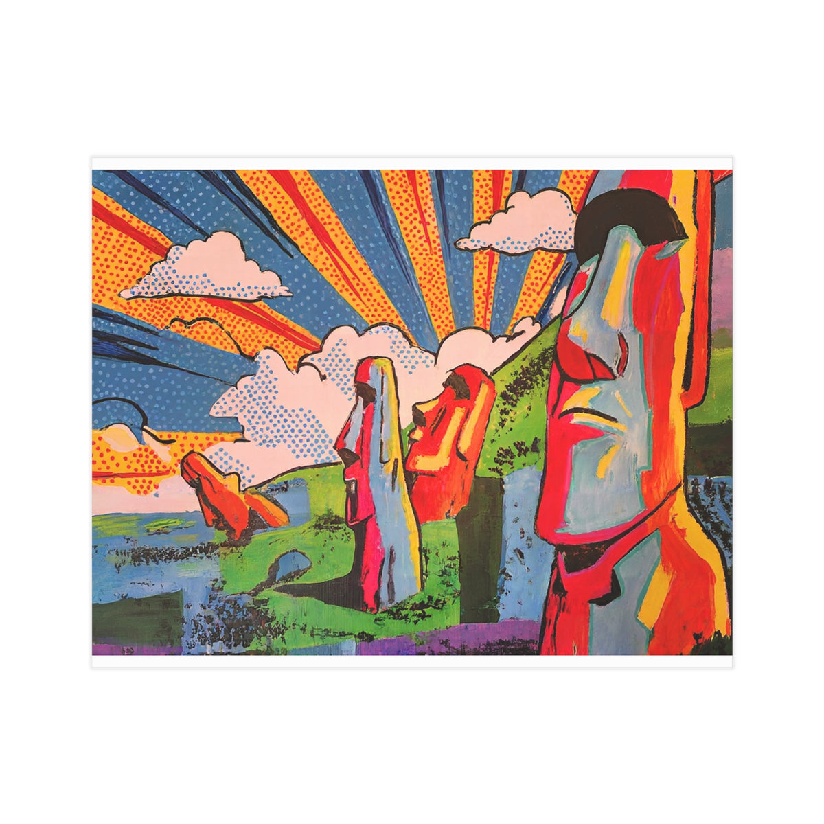 Watchers of Easter Island — Vibrant Limited Edition Print 10"x8"