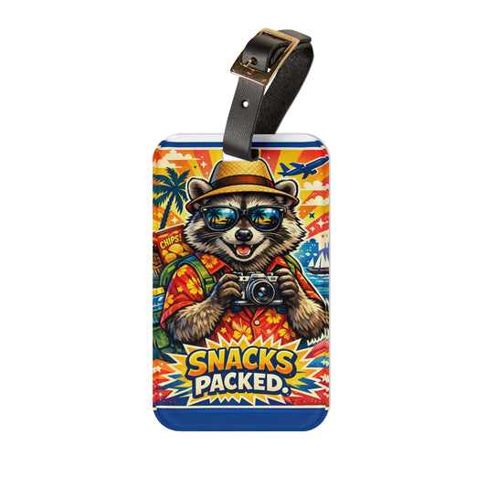 Snacks Packed Raccoon Luggage Tag