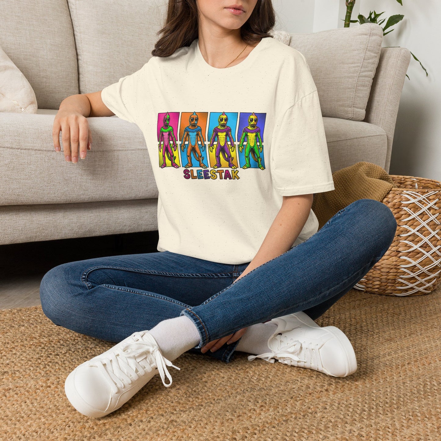Sleestax Retro Alien Graphic T-Shirt — Colorful Pop Art Sci‑Fi Tee