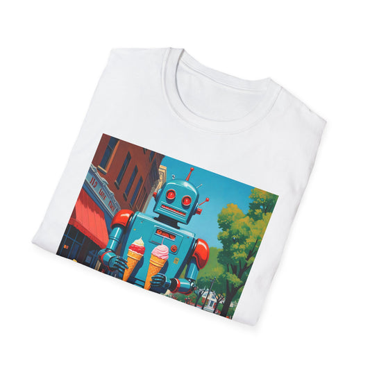 "Atomic Sundae: Retro Robot Ice Cream T Shirt