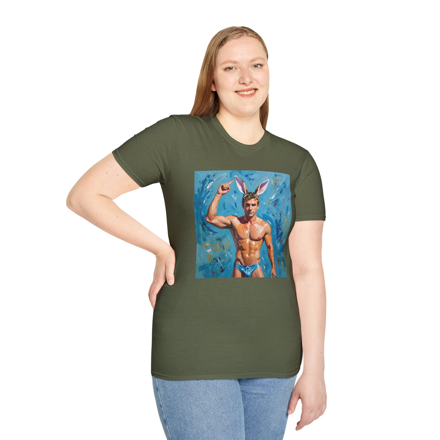 "Bunny Buff Muscle Icon"  - Unisex Softstyle T Shirt