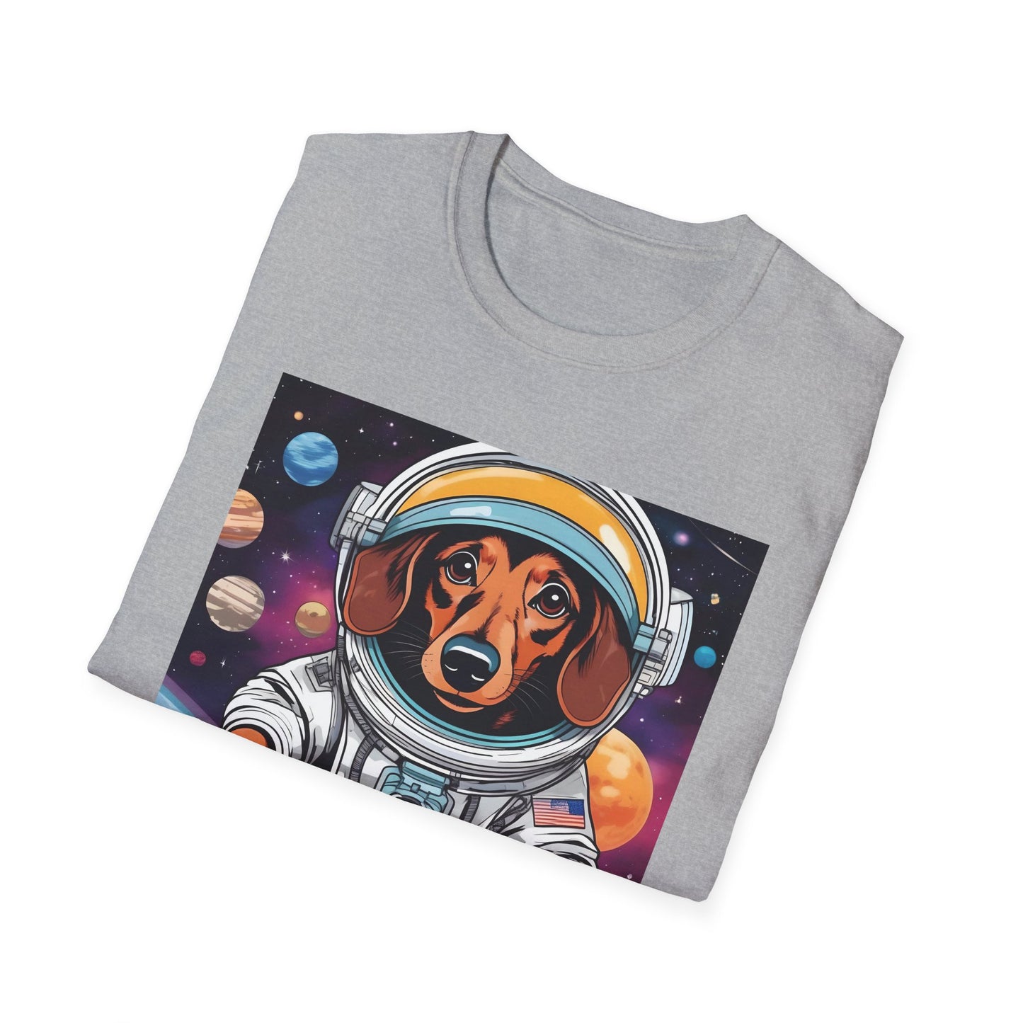 Astronaut Dog Unisex Softstyle T Shirt - Playful Cosmic Pet Tee