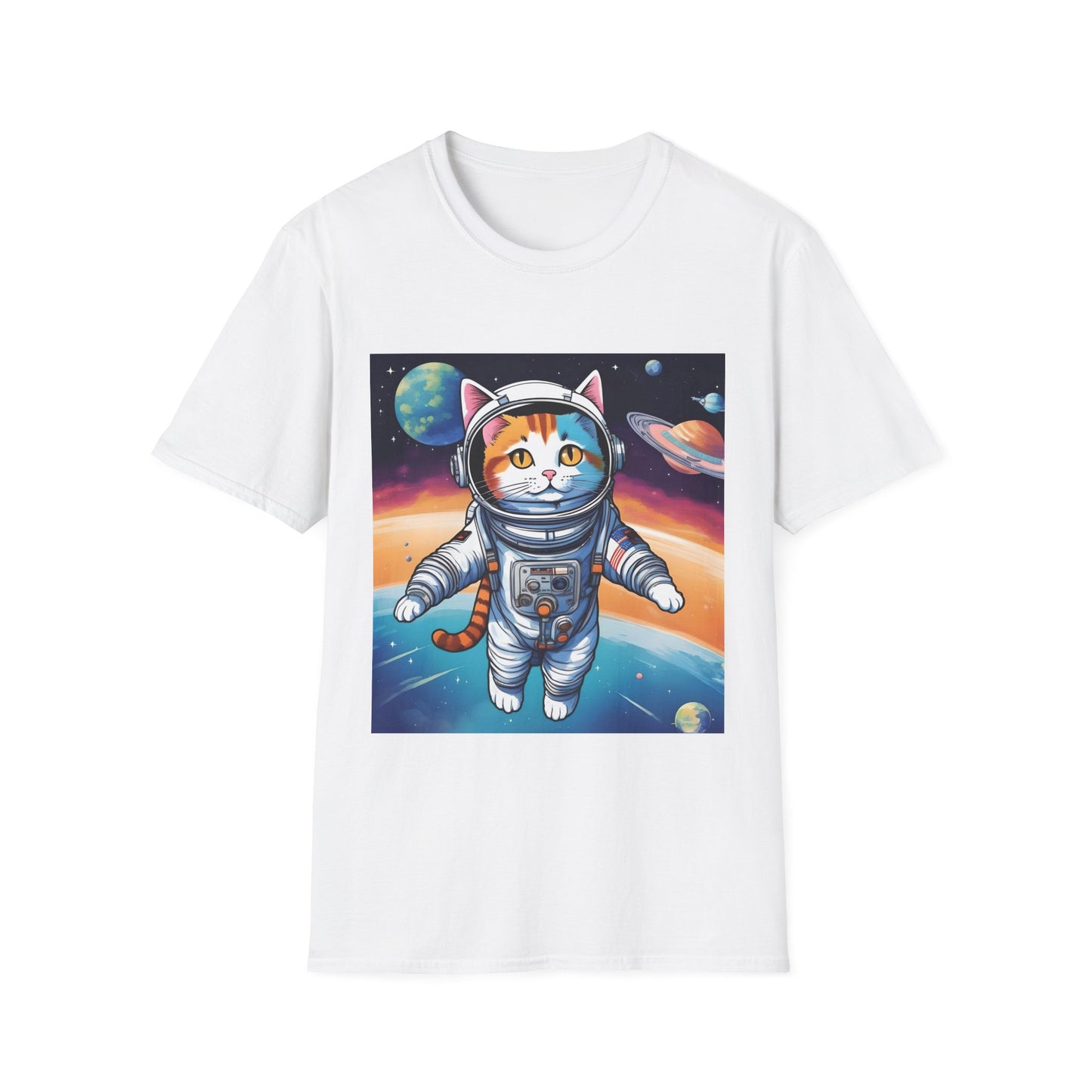 "Galactic Catstronaut: Cosmic Couture for the Campy Explorer" Unisex Softstyle T Shirt