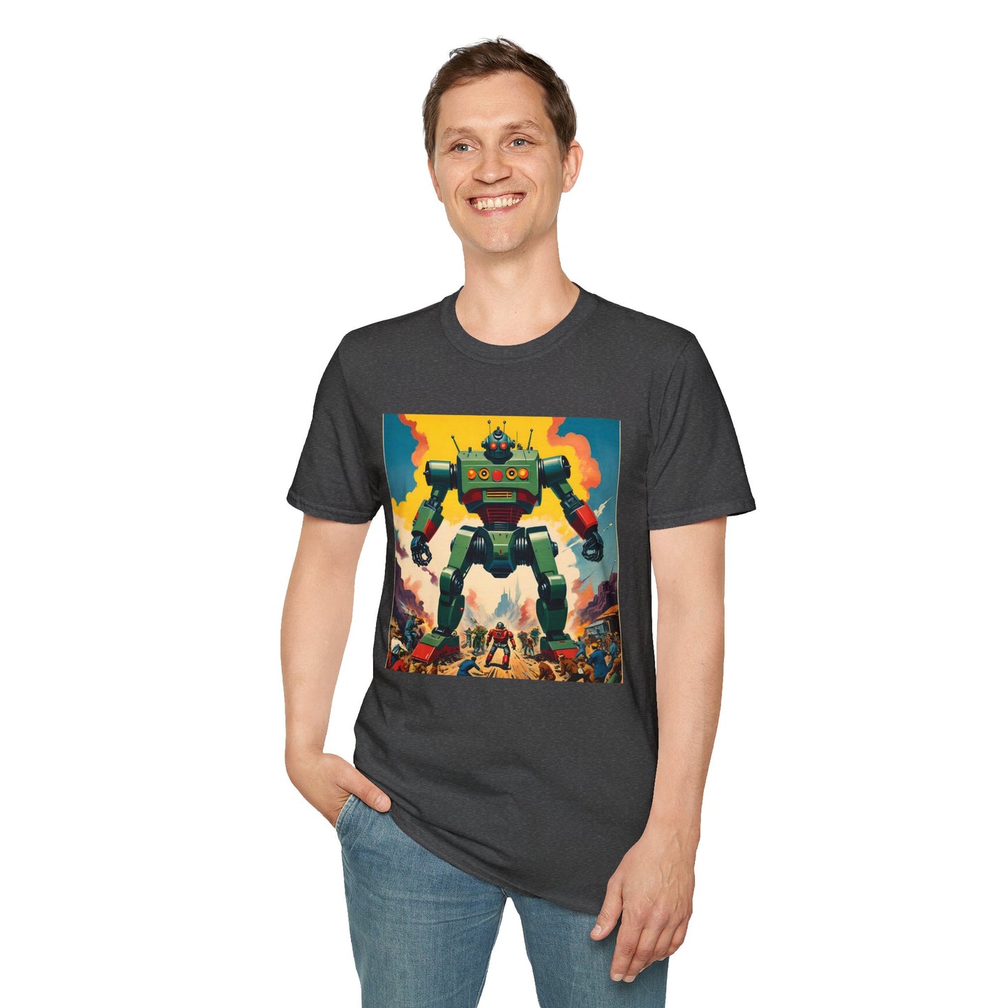 Mecha Apocalypse: Retro Sci-Fi Robot Invasion T Shirt