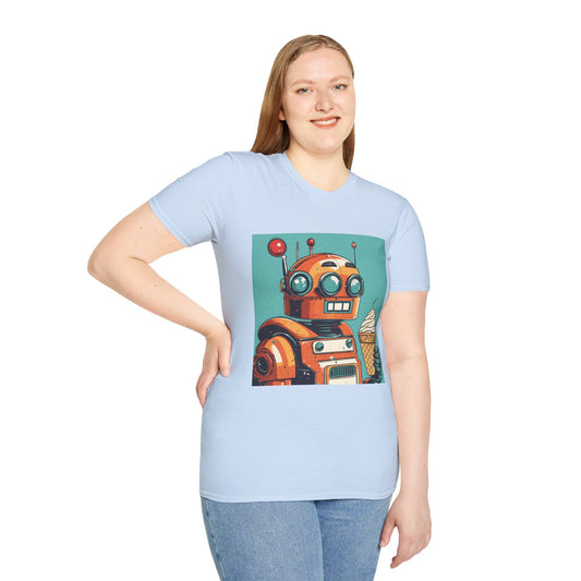 Retro Robot with Ice Cream T Shirt – Sweet Tech Nostalgia