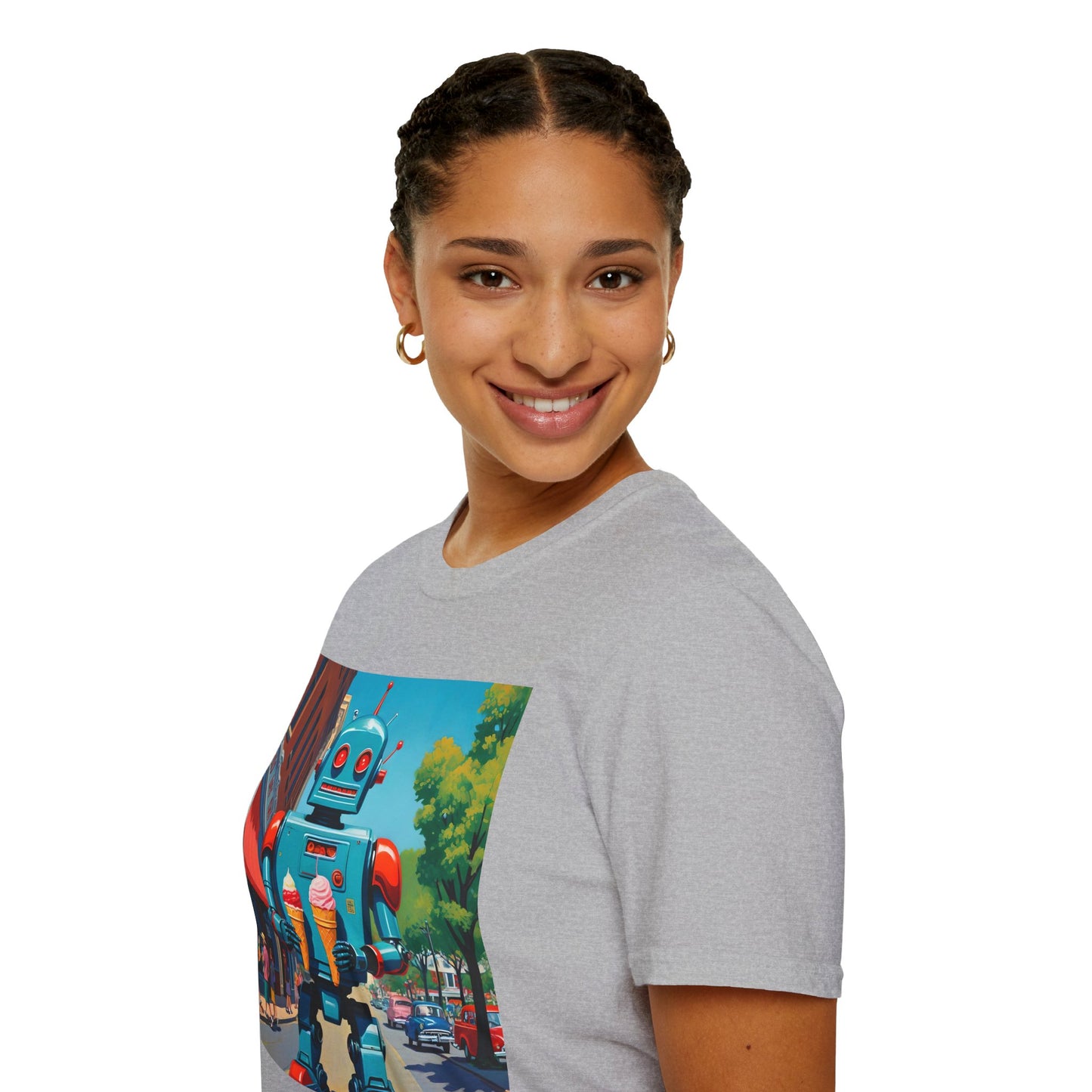 "Atomic Sundae: Retro Robot Ice Cream T Shirt