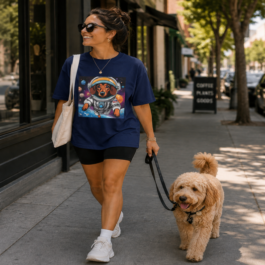 Astronaut Dog Unisex Softstyle T Shirt - Playful Cosmic Pet Tee