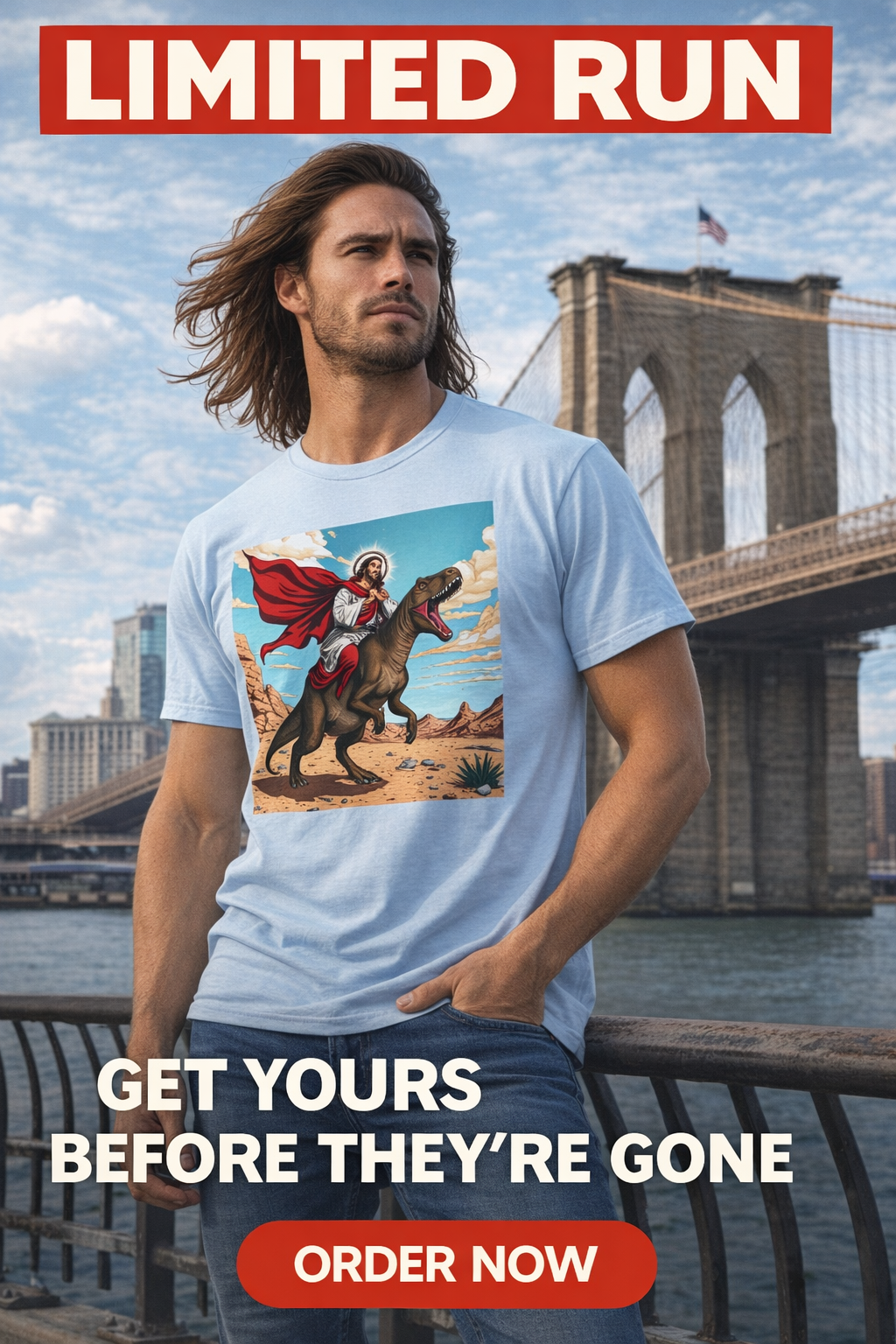 “Jurassic Jesus: Divine Desert Rampage” T-Shirt
