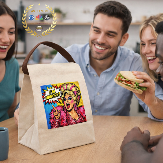 Canvas Lunch Bag — Pop Art Drag 'I'm Hangry!' Insulated Tote
