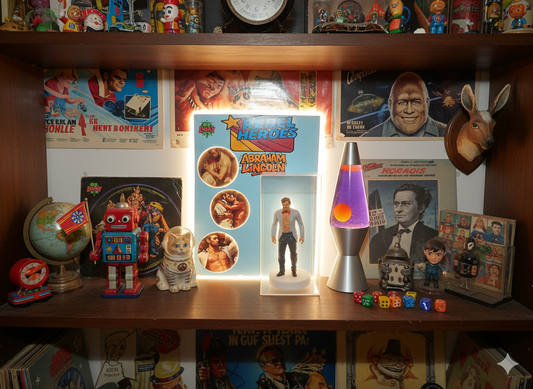 Shirtless Gay Abraham Lincoln Action Figure: Queer History Collectible with Lover Lore Card