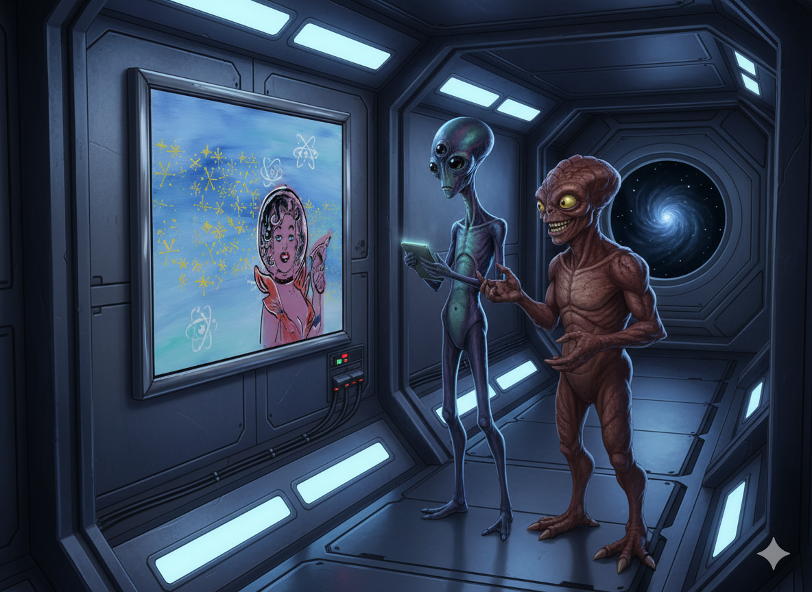 Original Retro Pinup Astronaut Art, Atomic Age Decor, Unique Hand-Painted Gift  Pop Graffiti Spray Paint